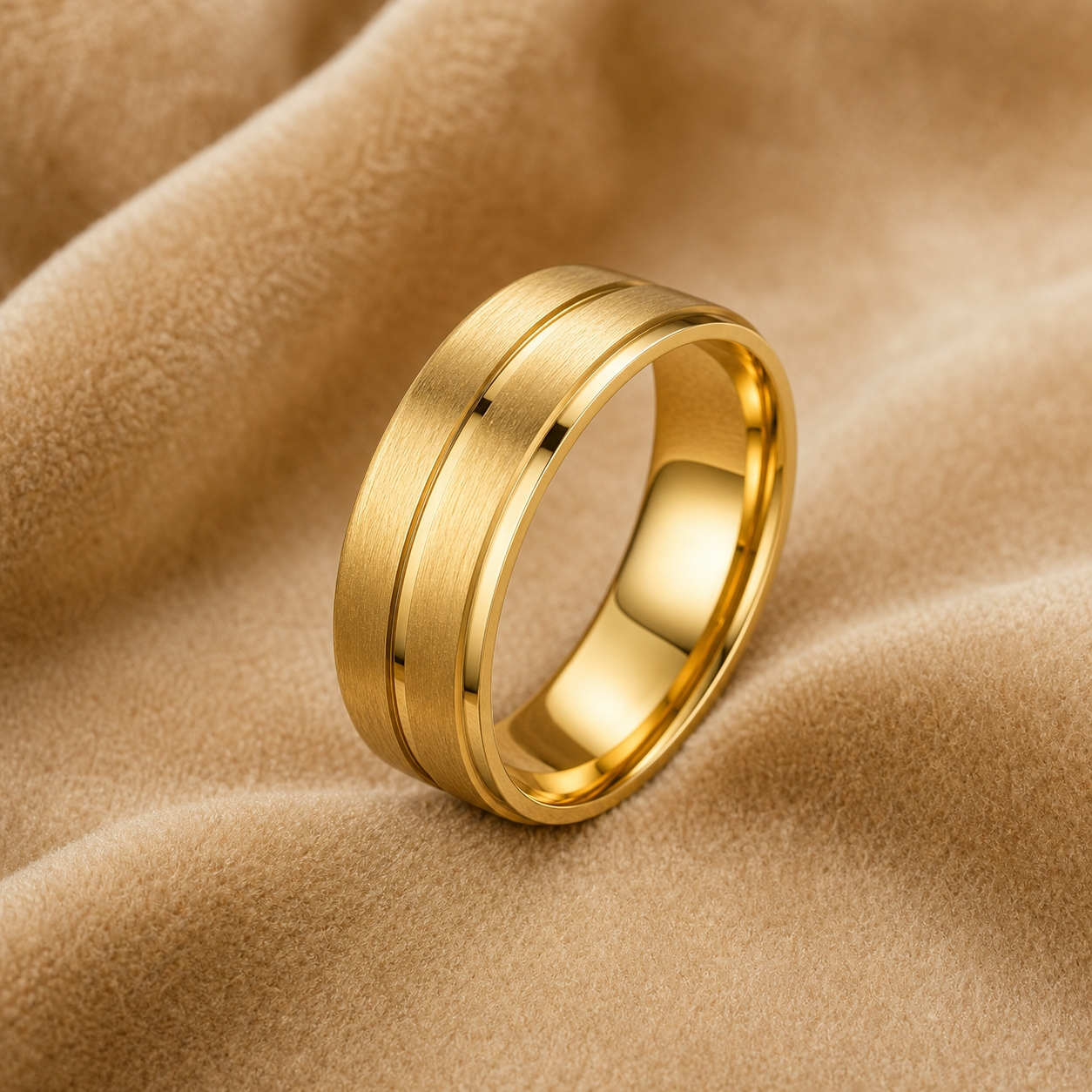 Premium mid-line Golden Steel Ring | 18K Real Gold PVD Plated– For Women | Includes: Ring