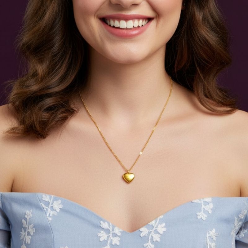 Love Heart Necklace | 18K PVD Gold Plated - For Women | Includes: Necklace