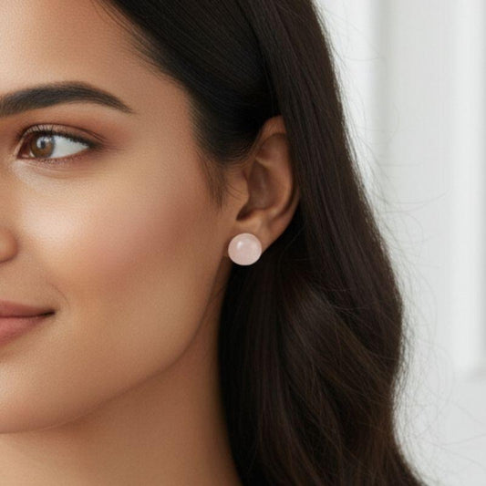 Love Quartz Stud Earrings | Rose Quartz - For Women | Includes: Earrings
