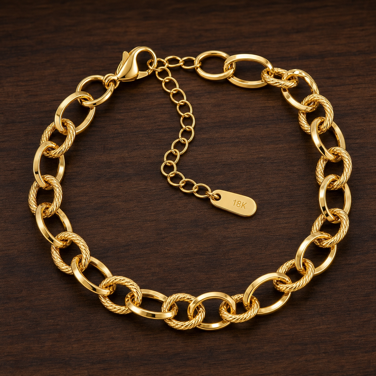 Texture MIXED OVAL LINK Bracelet | Gold-Tone - For Women | Includes: Bracelet