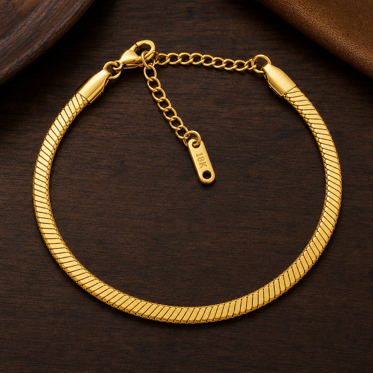 Sleek FLAT SNAKE CHAIN Bracelet | Gold-Tone - For Women | Includes: Bracelet