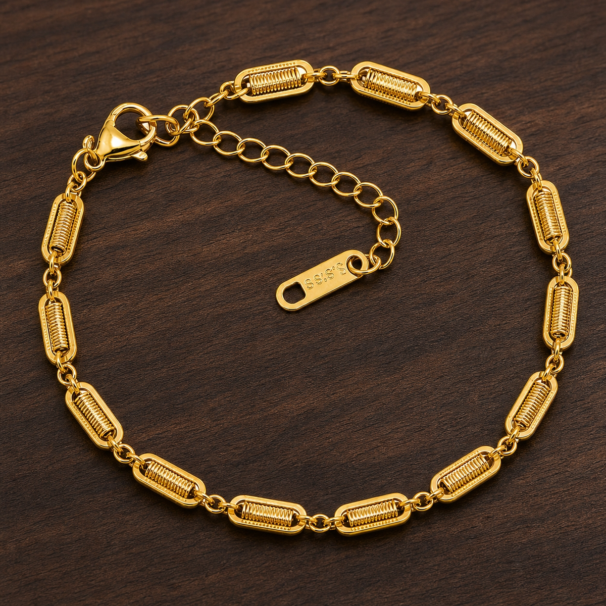 Coil TEXTURED RECTANGLE LINK Bracelet | Gold-Tone - For Women | Includes: Bracelet
