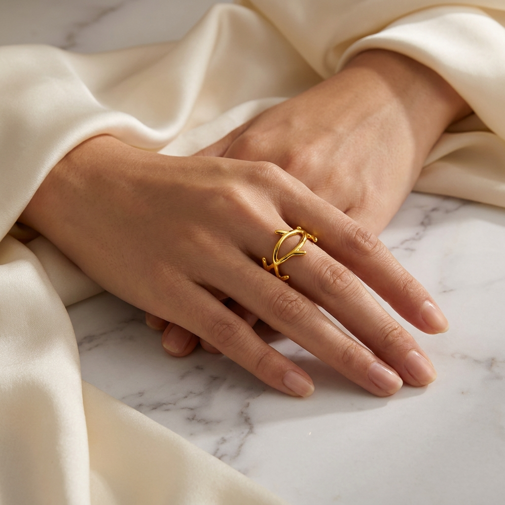 Trendy Tree Twist Flexi Size Ring | 18K PVD Gold Plated- For Women | Includes: Ring
