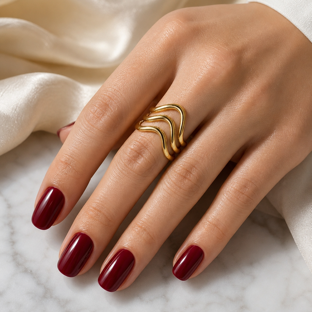 Symmetric Multi-Wave Dainty Flexi Size Ring | 18K PVD Gold Plated- For Women | Includes: Ring