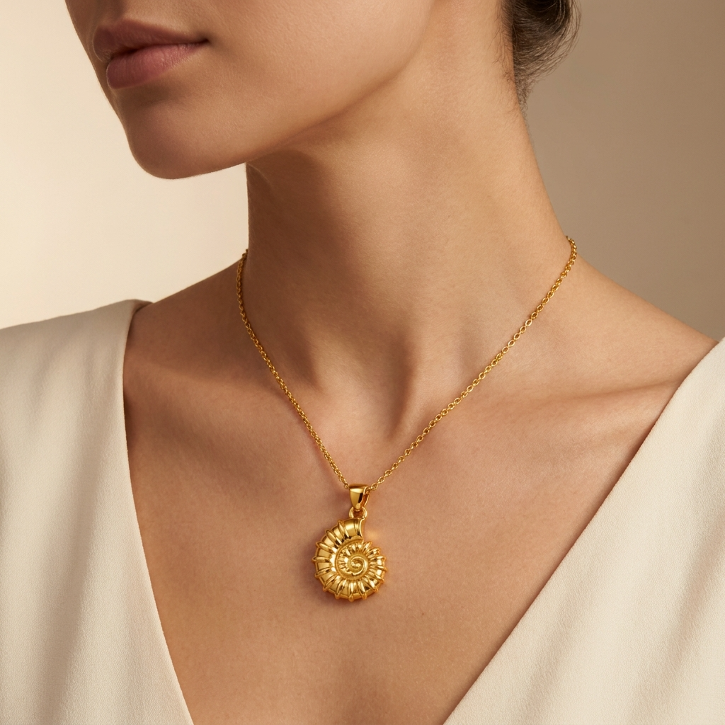 Coastal Spiral SHELL Necklace | Gold-Tone - For Women | Includes: Necklace