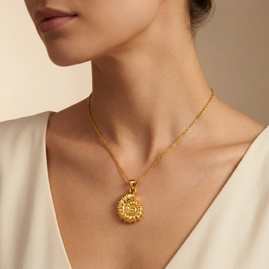 Coastal Spiral SHELL Necklace | Gold-Tone - For Women | Includes: Necklace