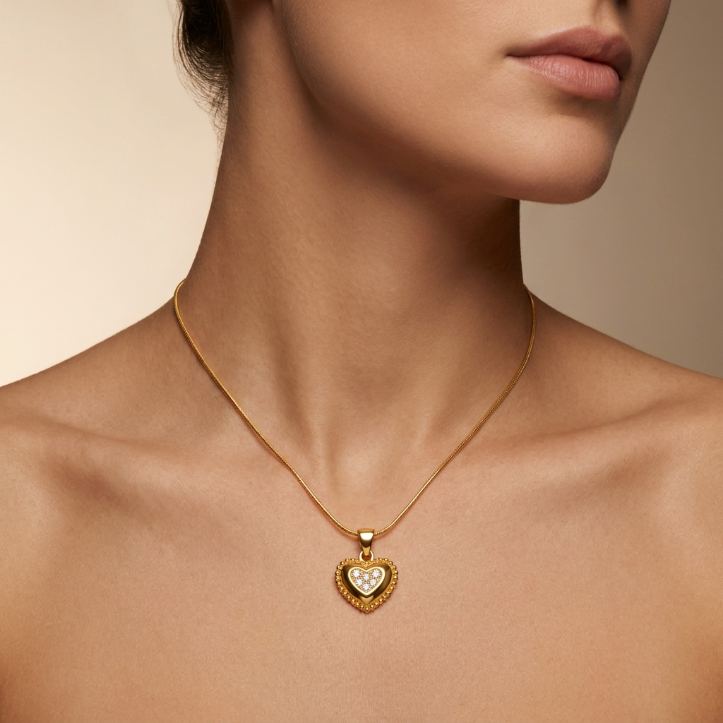 Cherish Beaded HEART CLUSTER Necklace | Gold-Tone - For Women | Includes: Necklace