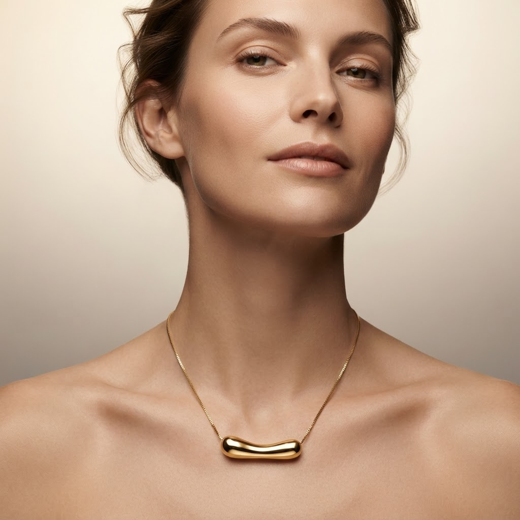Contour CURVED BAR Necklace | Gold-Tone - For Women | Includes: Necklace