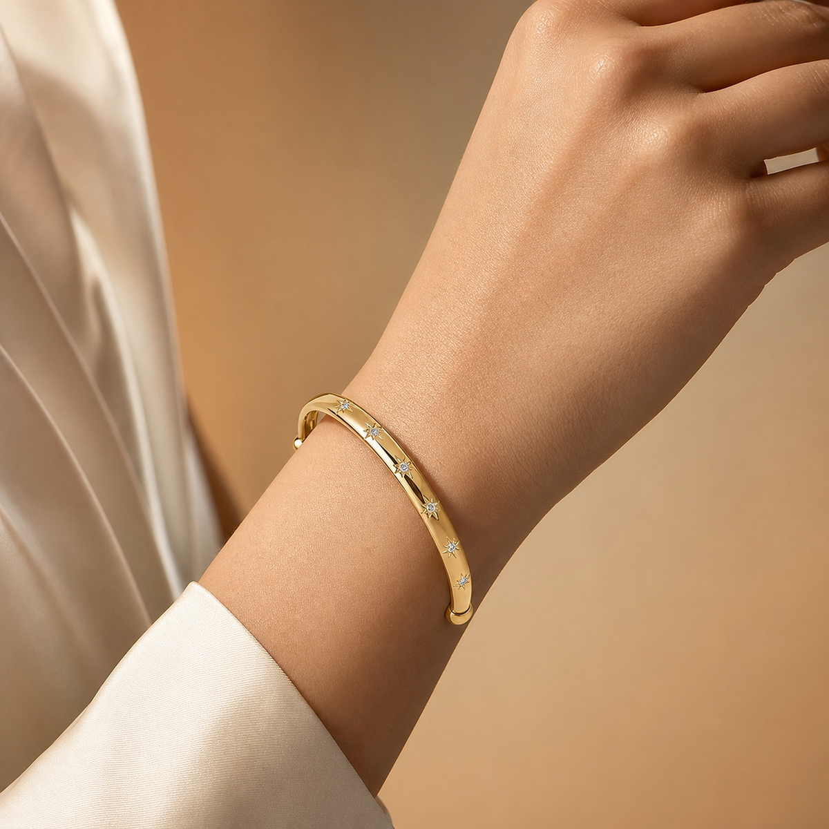 Starlight STAR-SET OPEN CUFF Bracelet | Gold-Tone - For Women | Includes: Bracelet