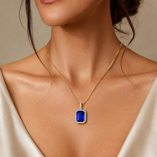 Majesty Royal Blue HALO Necklace | Gold-Tone - For Women | Includes: Necklace