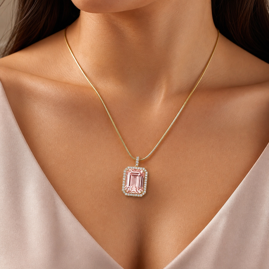Grace Blush Pink HALO Necklace | Gold-Tone - For Women | Includes: Necklace