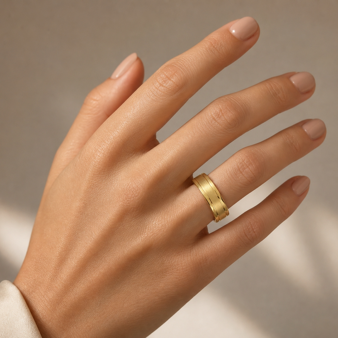 Dual Line Classic Golden Ring | 18K Real Gold PVD Plated– For Women | Includes: Ring