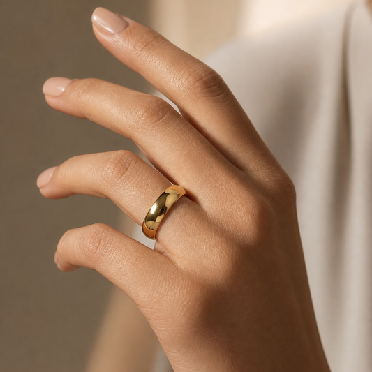 Everyday Ring with REAL GOLD Wide Finish | 18K PVD Gold Plated– For Women l Includes: Ring