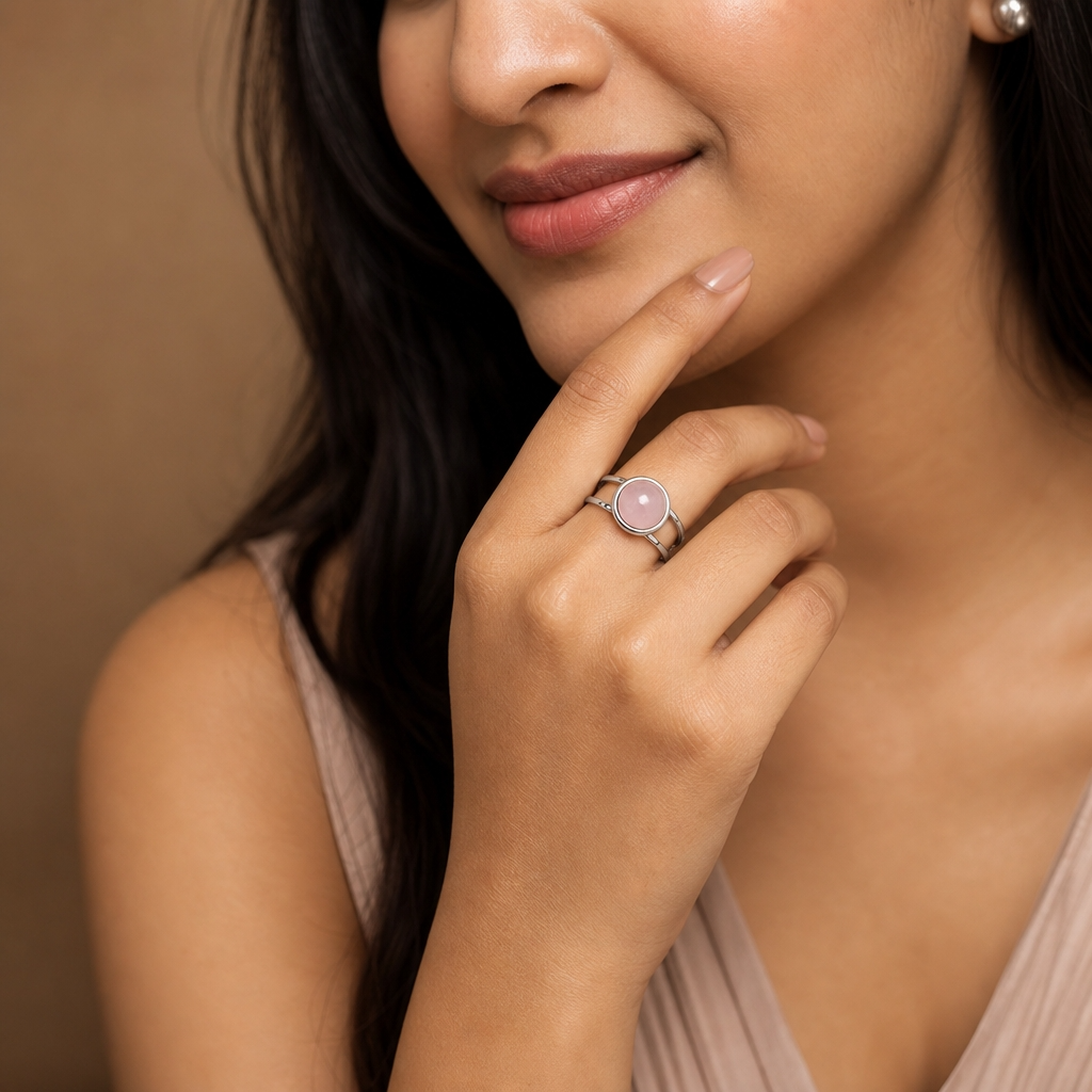 Adjustable Ring with Moonstone | Silver Plated -For Women | Includes: Ring