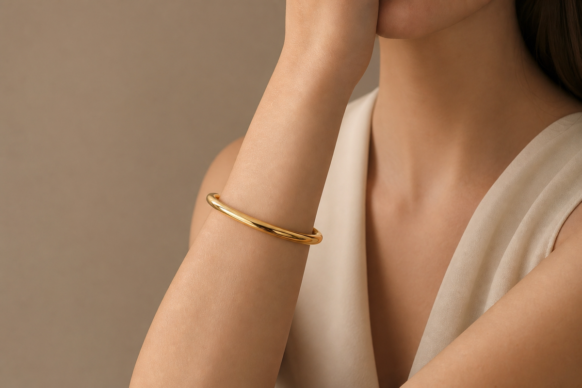 Minimal POLISHED OPEN CUFF Bracelet | Gold-Tone - For Women | Includes: Bracelet