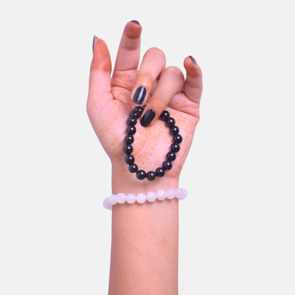 Lunar Shield Duo | Moonstone & Black Obsidian Stones – For Women | Includes: Bracelet (Set of 2)