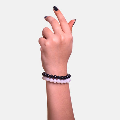 Lunar Shield Duo | Moonstone & Black Obsidian Stones – For Women | Includes: Bracelet (Set of 2)