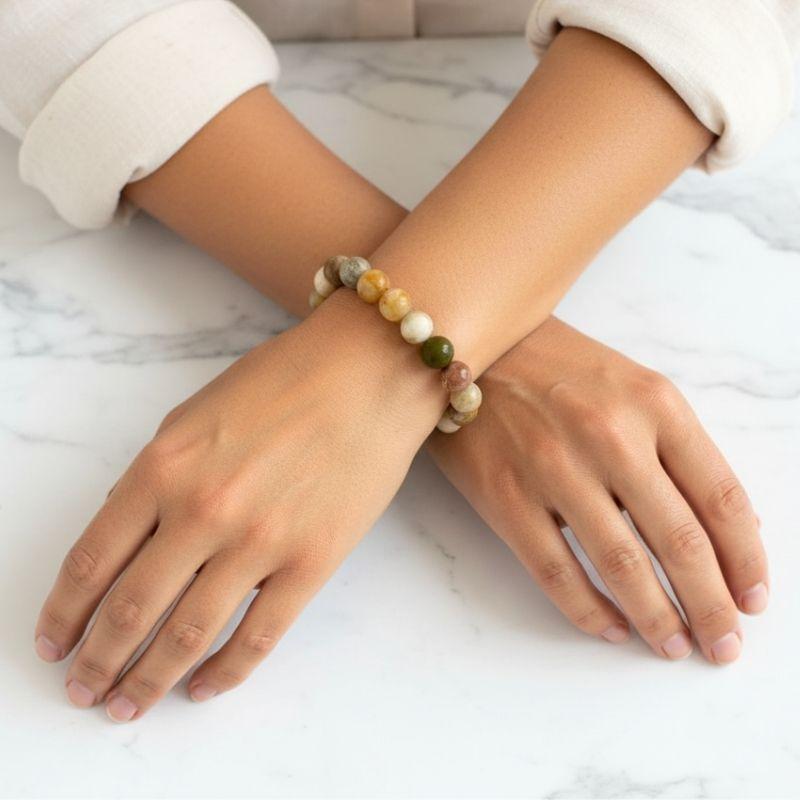 Nature Bracelet | Bambooleaf Agate - For Unisex | Includes: Bracelet