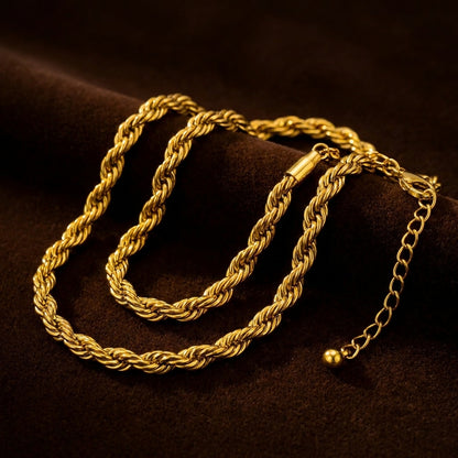 Golden Rope Bold Steel Chain (6mm) | 18K PVD Gold Plated- For Men| Includes: Necklace