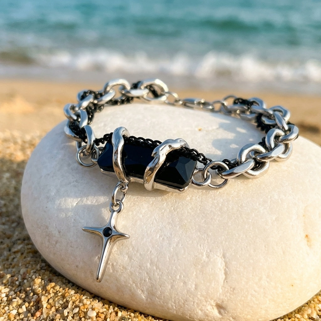 Modern Design Bold Cross Bracelet | Stainless Steel - For Men | Includes: Bracelet