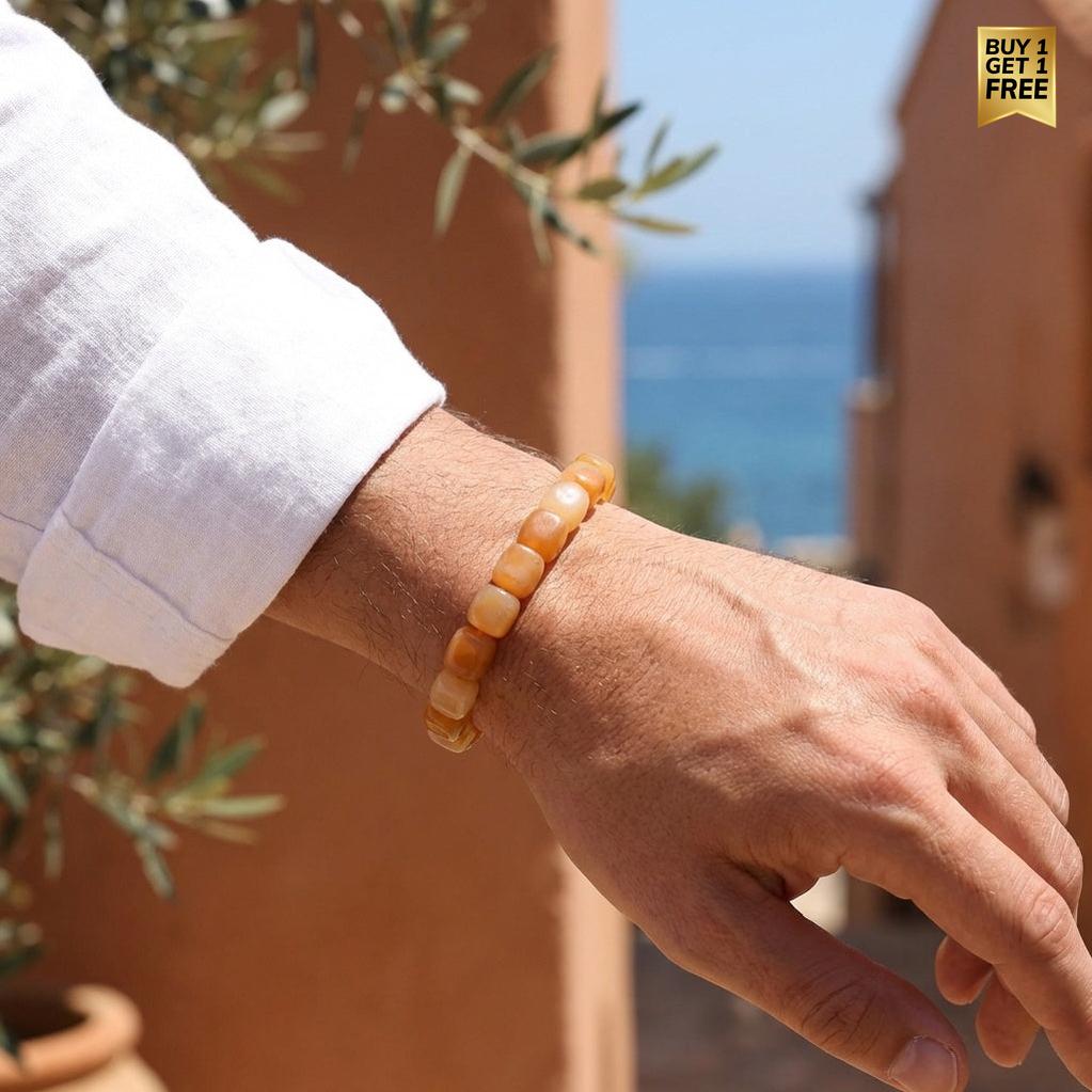 Prosperity & Joy Tumble Bracelet | Yellow Jade Stone - For Men | Includes: Bracelet