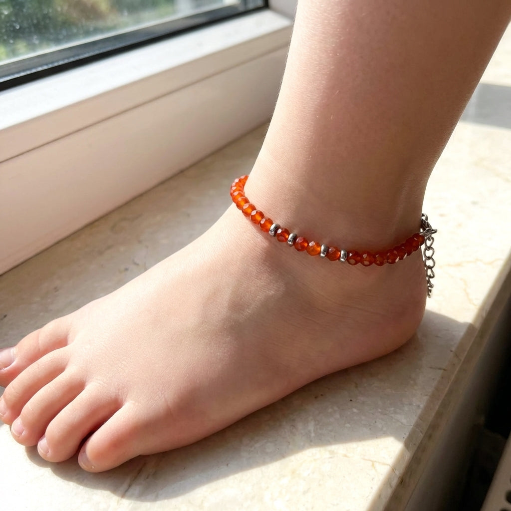 Playful Onyx Anklet | Onyx Stone - For Girl Kids | Includes: Anklet