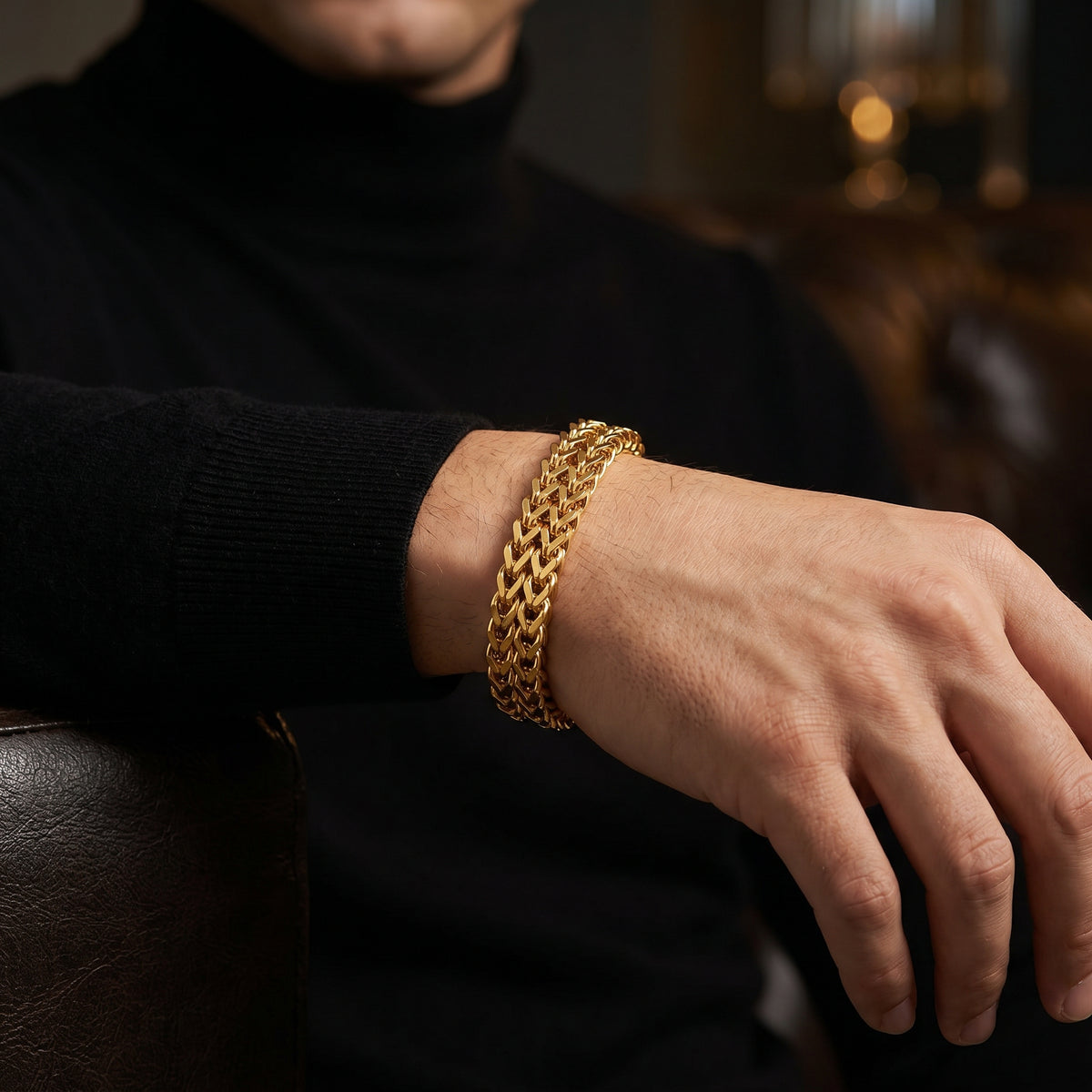 Classic Bold Golden Chain Flexi fit Bracelet | 18k PVD Gold Plated - For Men | Includes: Bracelet