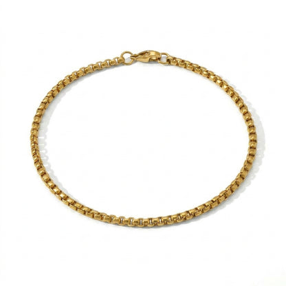 Golden Box Design Flexi Size Steel THIN Bracelet (3MM) | 18K PVD Gold Plated- For Men | Includes: Bracelet