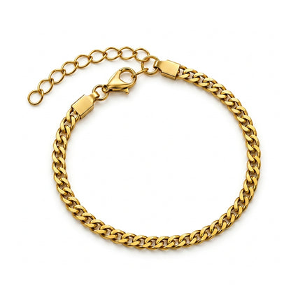 Lean Weave Design Flexi Golden 4MM THIN Bracelet | 18K PVD Gold Plated- For Men | Includes: Bracelet