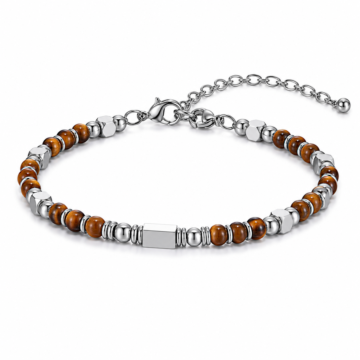 Ultra Rich Tiger Eye Stone Flexi Bracelet | TITANIUM Steel- For Men | Includes: Bracelet