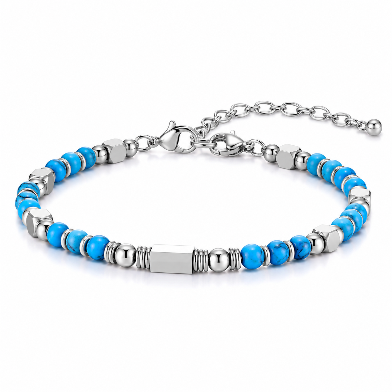 Ultra Rich Turquoise Stone Flexi Bracelet | TITANIUM Steel- For Men | Includes: Bracelet