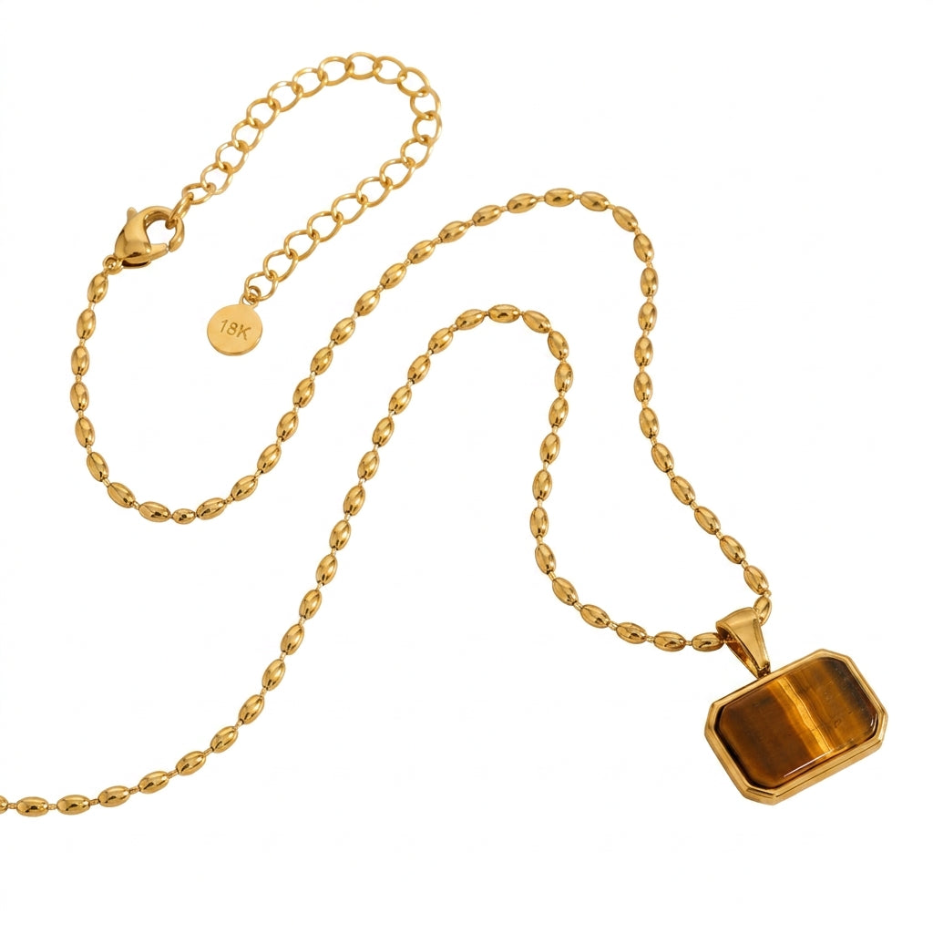 Ember Golden Brown RECTANGLE Necklace | Gold-Tone - For Women | Includes: Necklace
