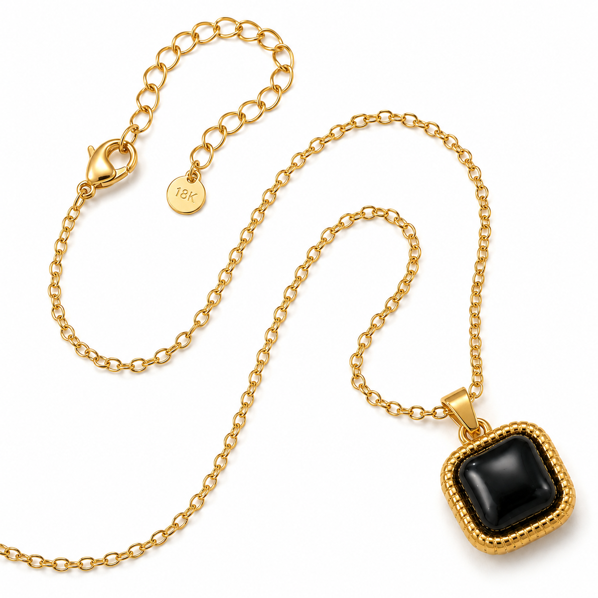 Noir Black CUSHION Necklace | Gold-Tone - For Women | Includes: Necklace
