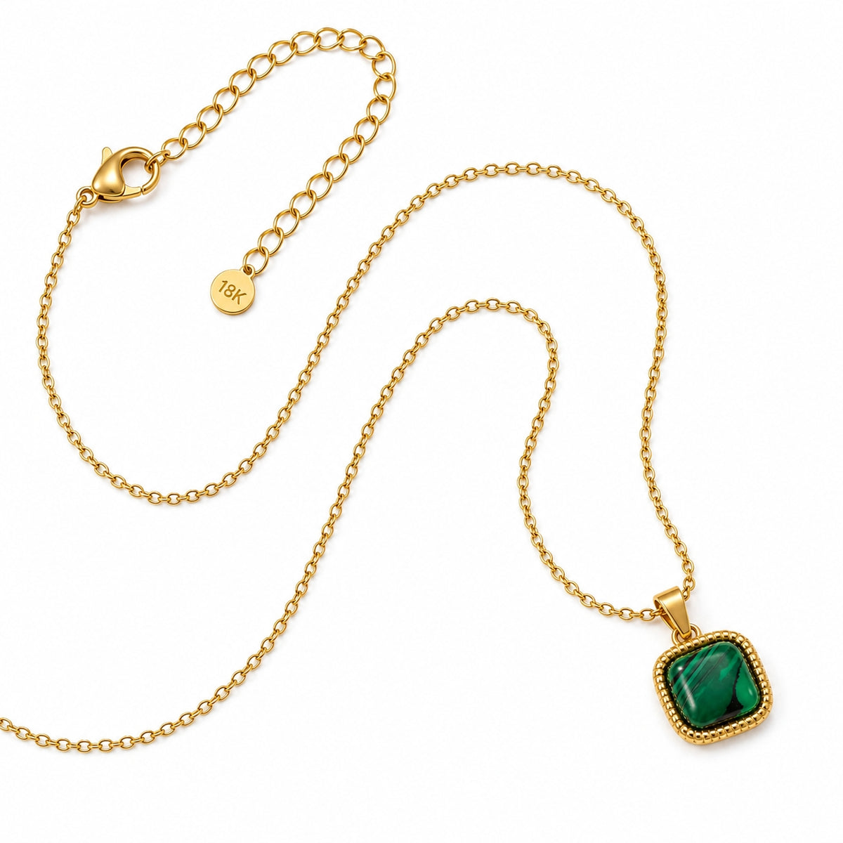 Forest Striped Green CUSHION Necklace | Gold-Tone - For Women | Includes: Necklace
