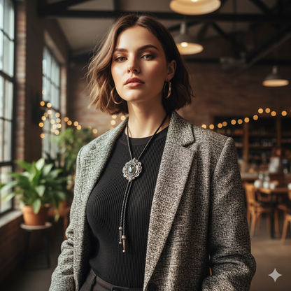 Classic Bolo Tie | Grey Stone - For Unisex | Includes: Bolo Tie