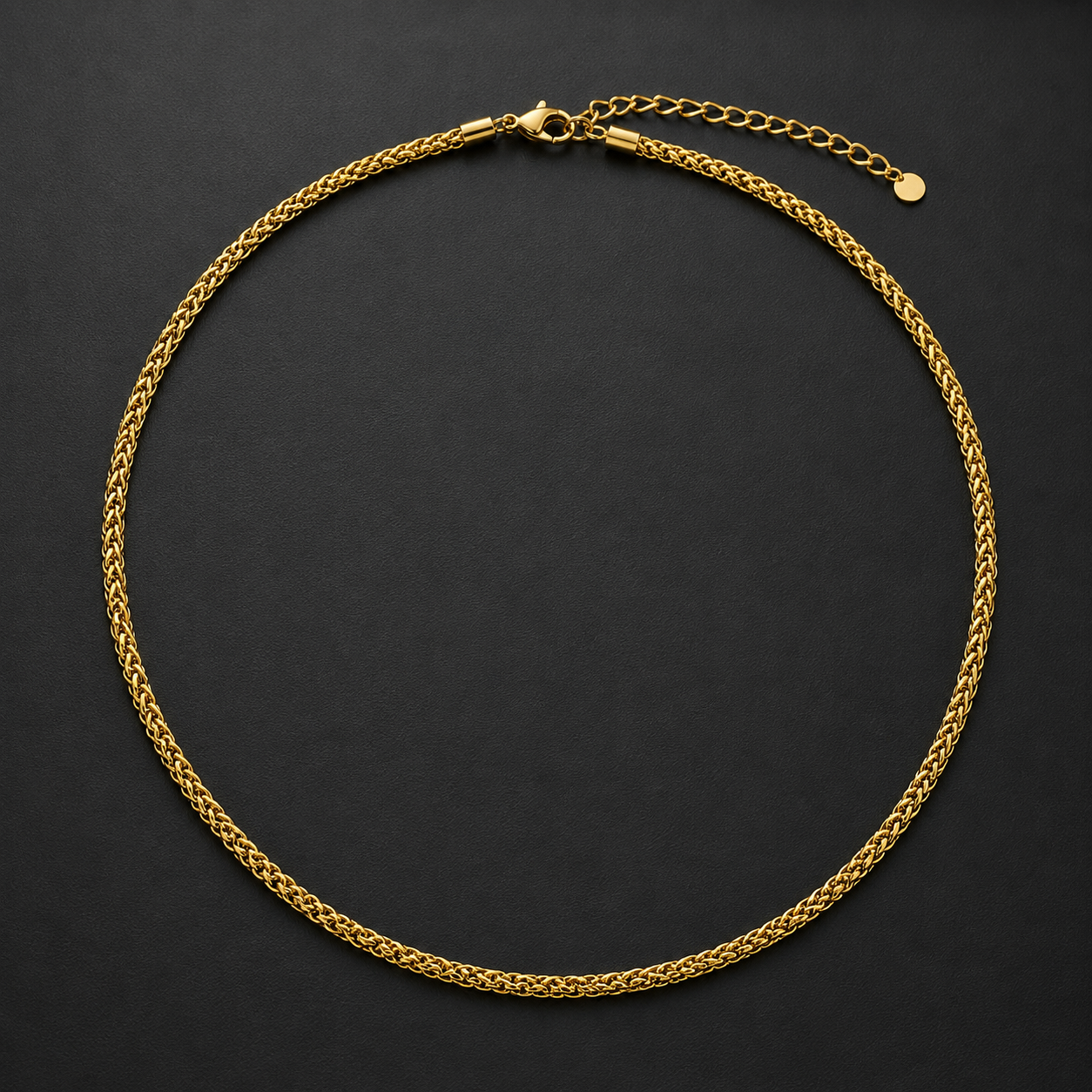 Golden Wheat Regular Steel Chain (4mm) | 18K PVD Gold Plated- For Men| Includes: Necklace