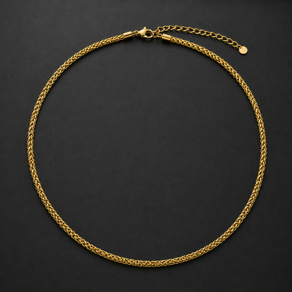 Golden Wheat Regular Steel Chain (4mm) | 18K PVD Gold Plated- For Men| Includes: Necklace