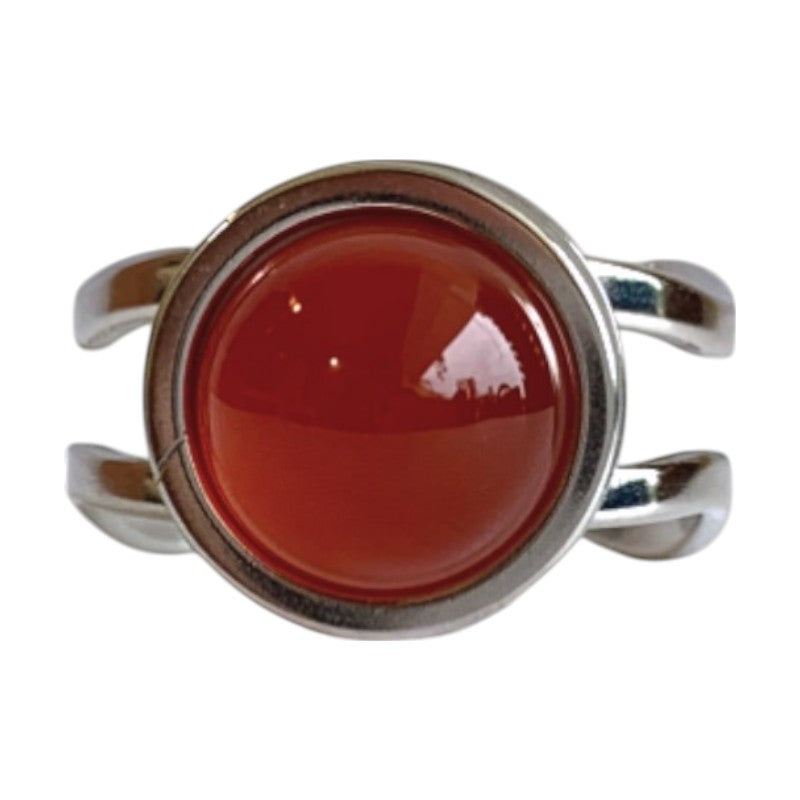 Adjustable Ring with Red Onyx Stone| Silver Plated -For Women | Includes: Ring
