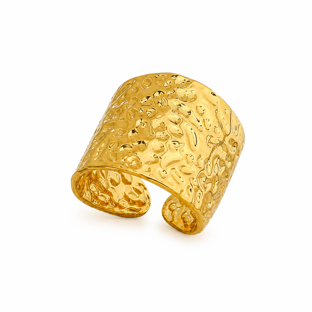 Modern Hammered Chunky Flexi Size Ring | 18K PVD Gold Plated- For Women | Includes: Ring