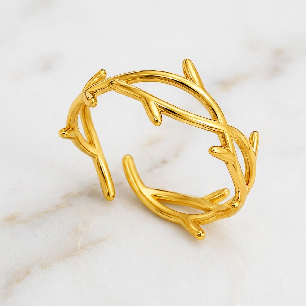 Trendy Tree Twist Flexi Size Ring | 18K PVD Gold Plated- For Women | Includes: Ring