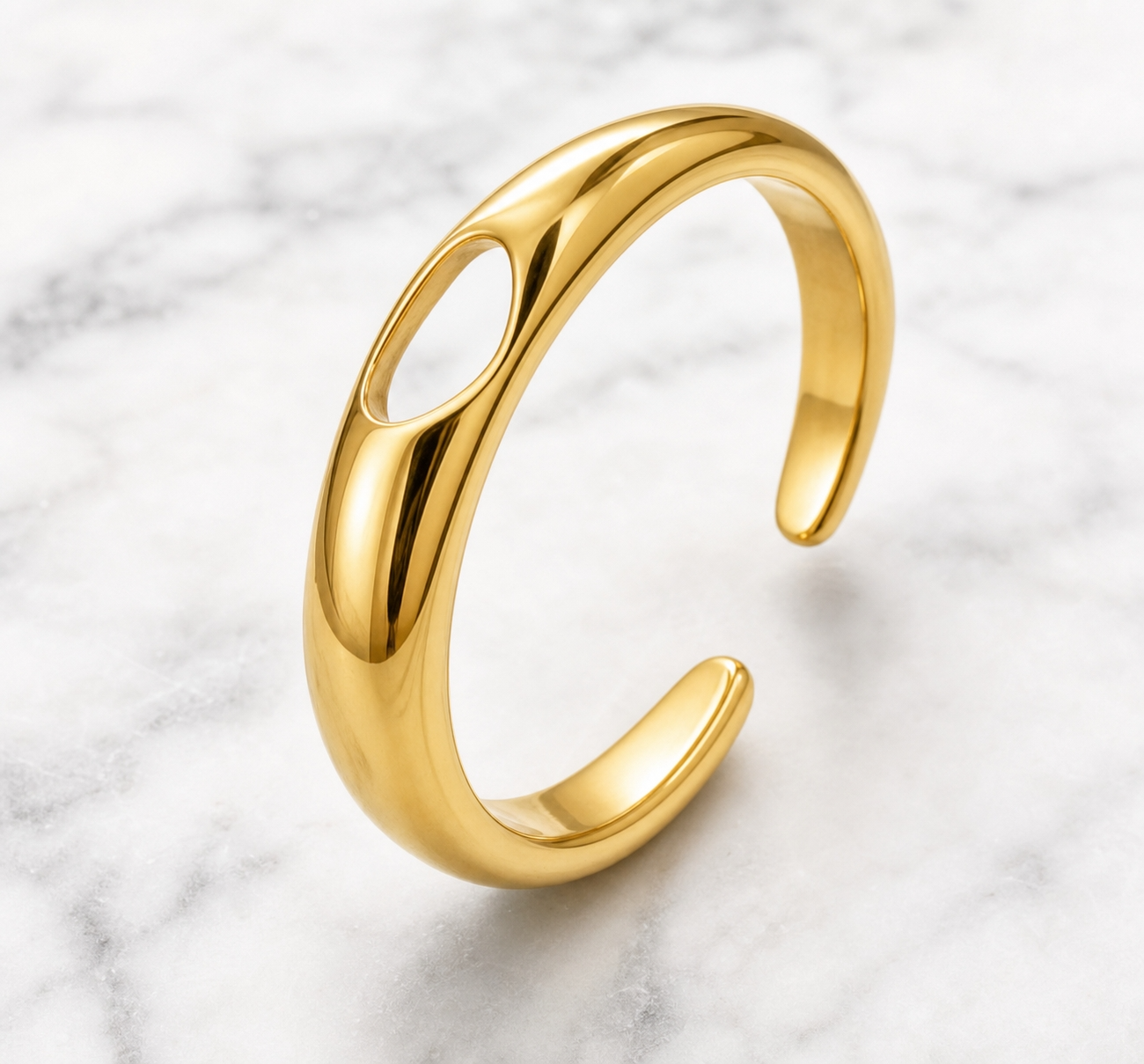 Ultra modern inlaid White Heart Flexi Size Ring | 18K PVD Gold Plated- For Women | Includes: Ring