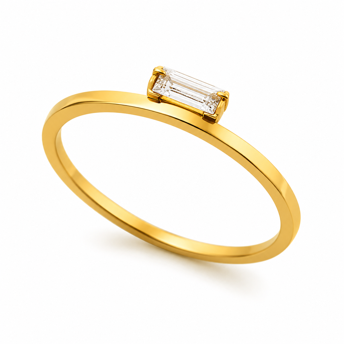 Ultra Modern Rectangular Zircon Ultra Dainty Ring | 18K PVD Gold Plated- For Women | Includes: Ring