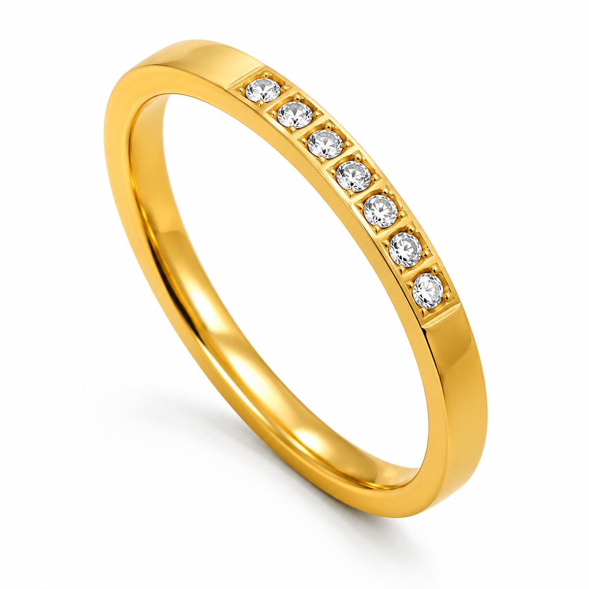 Tennis-Zircon Ultra Dainty Ring | 18K PVD Gold Plated- For Women | Includes: Ring
