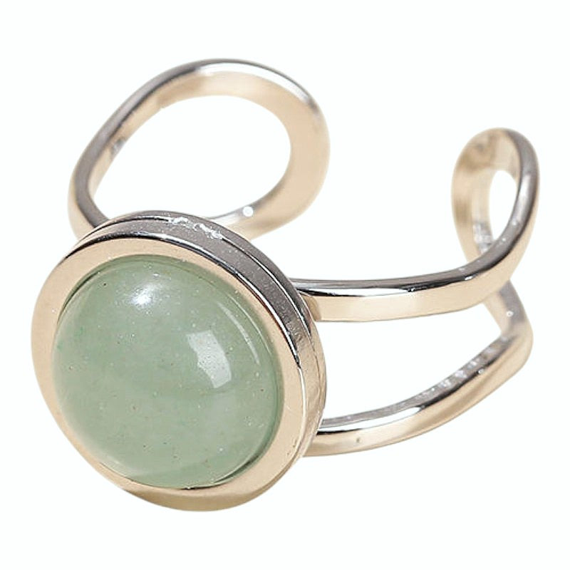 Real Green Aventurine Round Stone Ring | Fadeproof STEEL– For Men | Includes: Ring