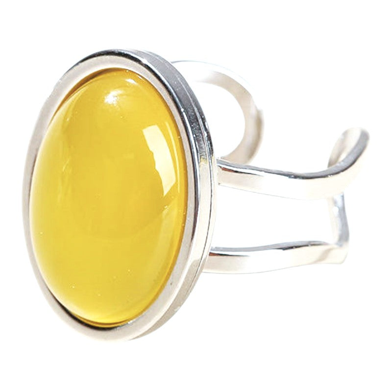 Real Yellow Calcite Oval Stone Ring | Fadeproof STEEL– For Men | Includes: Ring