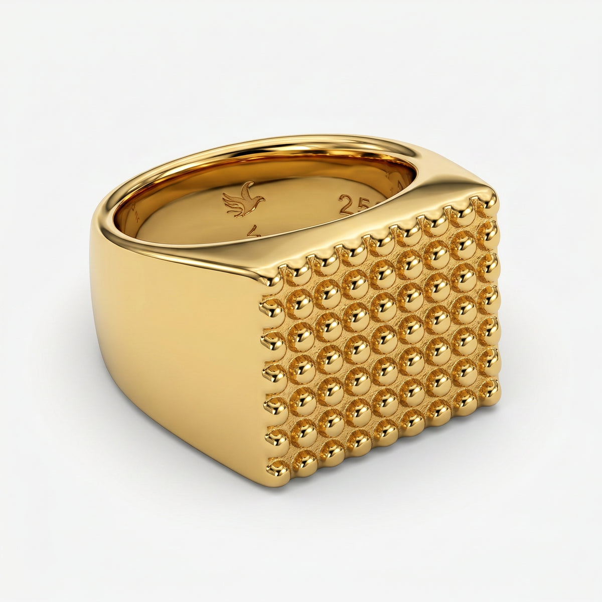 Golden Mosaic Dot Bold Steel Ring | 18K Real Gold PVD Plated– For Men | Includes: Ring