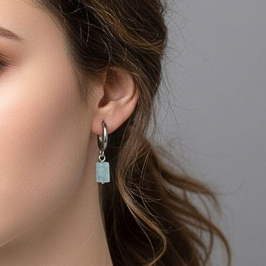 Ocean Drop Earrings | Natural Aquamarine - For Women | Includes: Earrings