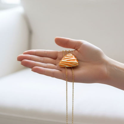 Orange Chunky Triangle Necklace | 18K PVD Gold Plated - For Women | Includes: Necklace