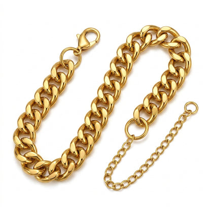 Golden Lean-Link Flexi Size Steel BOLD Bracelet (9MM) | 18K PVD Gold Plated- For Men | Includes: Bracelet