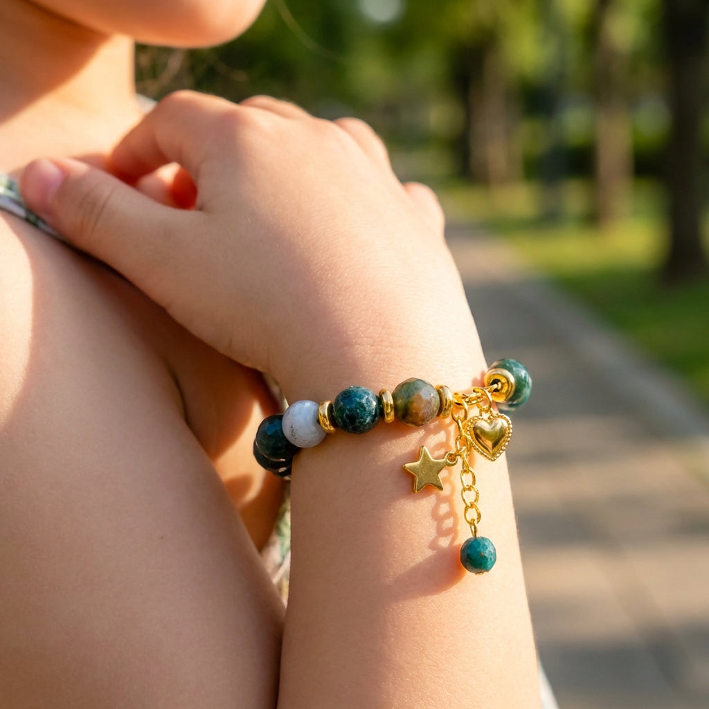 Grounding Agate Bracelet | Indian Agate - For Kids Girls | Includes: Bracelet